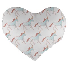 Unicorn Pattern Large 19  Premium Flano Heart Shape Cushions by paulaoliveiradesign