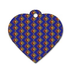 Blue Geometric Losangle Pattern Dog Tag Heart (one Side) by paulaoliveiradesign