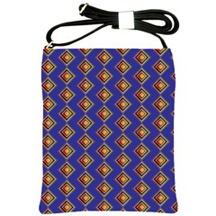 Blue Geometric Losangle Pattern Shoulder Sling Bags by paulaoliveiradesign