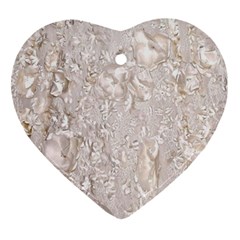 Off White Lace Pattern Heart Ornament (two Sides) by paulaoliveiradesign