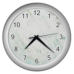 Greenish Marble Texture Pattern Wall Clocks (Silver) 