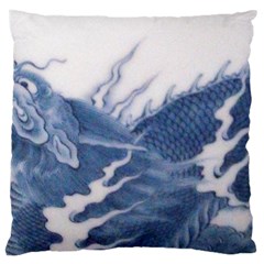 Blue Chinese Dragon Large Cushion Case (two Sides) by paulaoliveiradesign