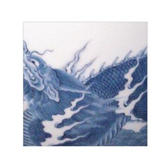 Blue Chinese Dragon Small Satin Scarf (square) by paulaoliveiradesign