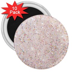 White Sparkle Glitter Pattern 3  Magnets (10 Pack)  by paulaoliveiradesign