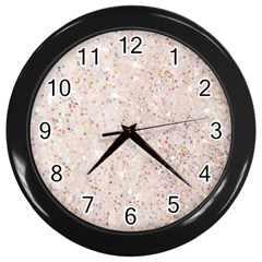 white sparkle glitter pattern Wall Clocks (Black)