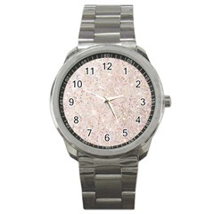 white sparkle glitter pattern Sport Metal Watch