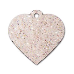 white sparkle glitter pattern Dog Tag Heart (One Side)