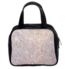 white sparkle glitter pattern Classic Handbags (2 Sides)