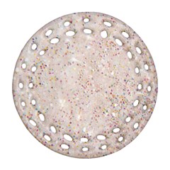 white sparkle glitter pattern Ornament (Round Filigree)
