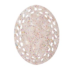 White Sparkle Glitter Pattern Ornament (oval Filigree) by paulaoliveiradesign