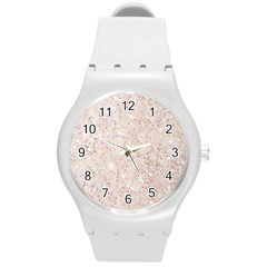 white sparkle glitter pattern Round Plastic Sport Watch (M)