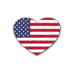 Flag Of The United States America Heart Coaster (4 Pack)  by paulaoliveiradesign