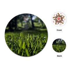 Green Grass Field Playing Cards (round)  by paulaoliveiradesign