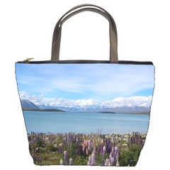 Lake Tekapo New Zealand Landscape Photography Bucket Bags by paulaoliveiradesign