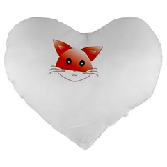 Animal Image Fox Large 19  Premium Flano Heart Shape Cushions