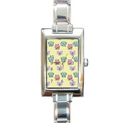 Animals Pastel Children Colorful Rectangle Italian Charm Watch by BangZart