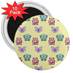 Animals Pastel Children Colorful 3  Magnets (10 Pack)  by BangZart