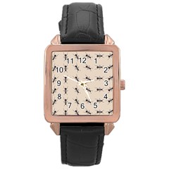 Ants Pattern Rose Gold Leather Watch 