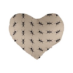 Ants Pattern Standard 16  Premium Flano Heart Shape Cushions by BangZart