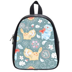 Cute Cat Background Pattern School Bags (small)  by BangZart