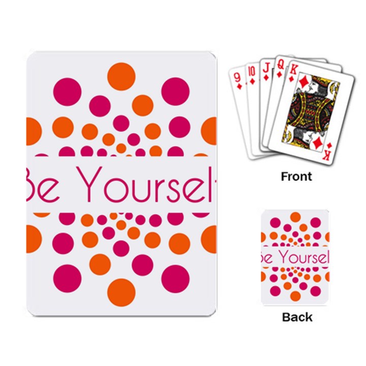 Be Yourself Pink Orange Dots Circular Playing Card