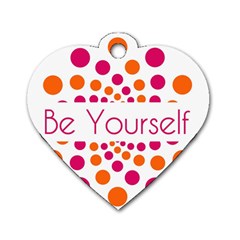 Be Yourself Pink Orange Dots Circular Dog Tag Heart (one Side) by BangZart