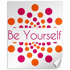 Be Yourself Pink Orange Dots Circular Canvas 11  X 14   by BangZart