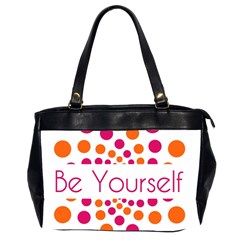 Be Yourself Pink Orange Dots Circular Office Handbags (2 Sides)  by BangZart