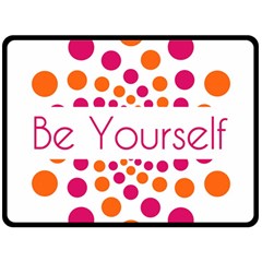 Be Yourself Pink Orange Dots Circular Double Sided Fleece Blanket (large) 