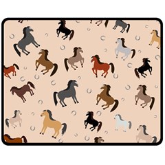 Horses For Courses Pattern Double Sided Fleece Blanket (medium)  by BangZart