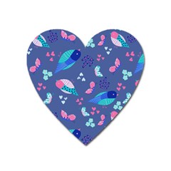 Birds And Butterflies Heart Magnet by BangZart