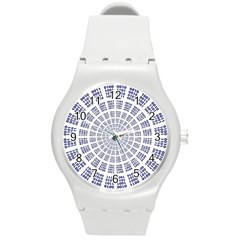 Illustration Binary Null One Figure Abstract Round Plastic Sport Watch (m) by BangZart