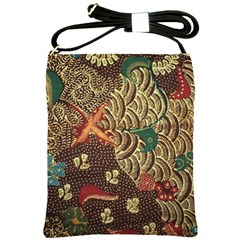 Art Traditional Flower  Batik Pattern Shoulder Sling Bags by BangZart