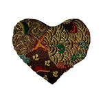 Art Traditional Flower  Batik Pattern Standard 16  Premium Heart Shape Cushions Front