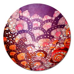 Colorful Art Traditional Batik Pattern Magnet 5  (round)