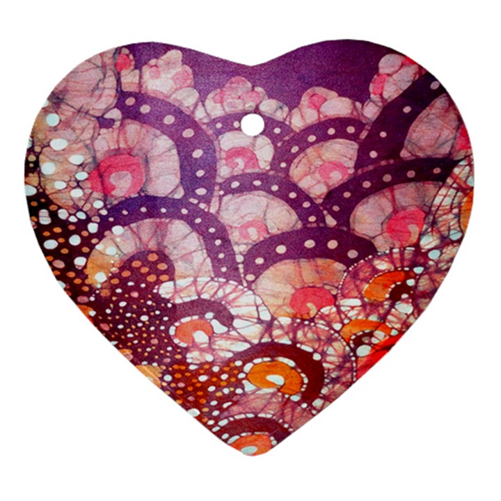 Colorful Art Traditional Batik Pattern Heart Ornament (Two Sides)