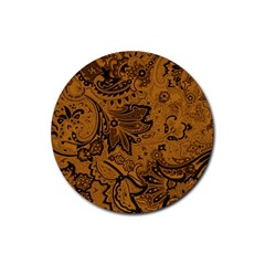 Art Traditional Batik Flower Pattern Rubber Round Coaster (4 Pack)  by BangZart