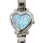 Art Batik Flowers Pattern Heart Italian Charm Watch Front