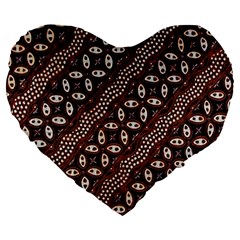 Art Traditional Batik Pattern Large 19  Premium Flano Heart Shape Cushions