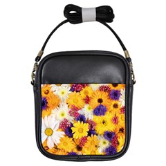 Colorful Flowers Pattern Girls Sling Bags by BangZart