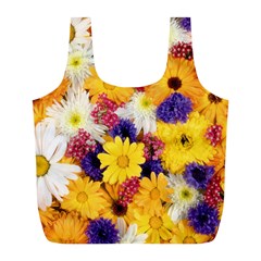 Colorful Flowers Pattern Full Print Recycle Bags (l) 