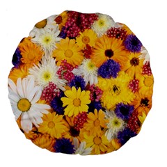 Colorful Flowers Pattern Large 18  Premium Flano Round Cushions