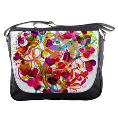Abstract Colorful Heart Messenger Bags by BangZart