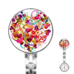 Abstract Colorful Heart Stainless Steel Nurses Watch