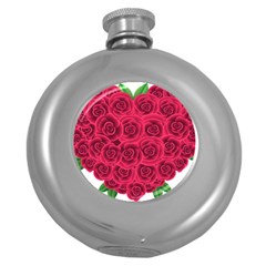 Floral Heart Round Hip Flask (5 Oz) by BangZart