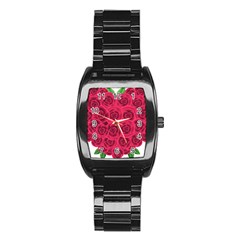 Floral Heart Stainless Steel Barrel Watch