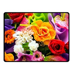 Colorful Flowers Double Sided Fleece Blanket (small) 