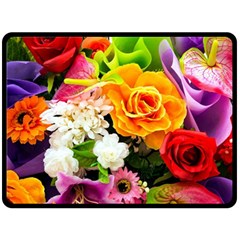 Colorful Flowers Double Sided Fleece Blanket (large) 