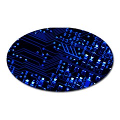 Blue Circuit Technology Image Oval Magnet by BangZart