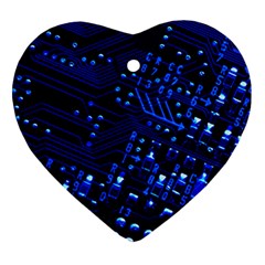 Blue Circuit Technology Image Heart Ornament (two Sides) by BangZart